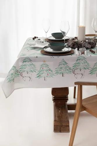 Vista 4 de Mantel de Navidad nórdico rectangular (59 x 78 pulgadas, contemporáneo)