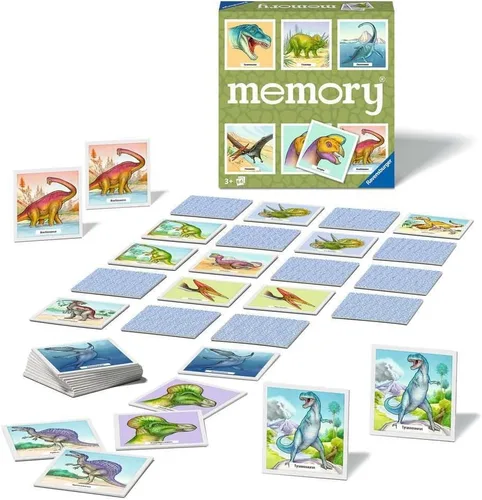 Vista 4 de Ravensburger Juego de memoria de dinosaurios: divertido y rápido juego de cerebro para niños de 3 años en adelante, imágenes vibrantes