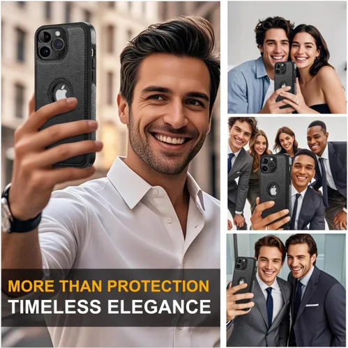 Vista 4 de Funda protectora de cuero de lujo con diseño único para iPhone 11 Pro Max, antideslizante, resistente a los arañazos, ultra delgada, funda Negro