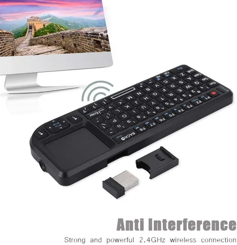 Vista 5 de Teclado táctil inalámbrico de 2.4 GHz, súper delgado y ligero, recargable, ultra delgado, USB retroiluminado, Plug and Play, compatible con HTPC