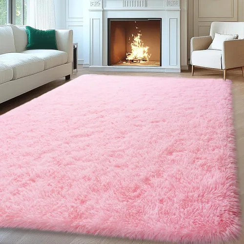 Vista 90 de Mugorn - Alfombras suaves y esponjosas de 2 x 3 pies para el hogar, alfombra pequeña con 4 mallas antideslizantes, color negro, 2 x 3 pies