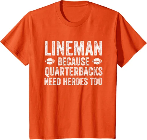 Vista 39 de Lineman Because Quarterbacks Need Heroes Camiseta de fútbol linieros S Negro