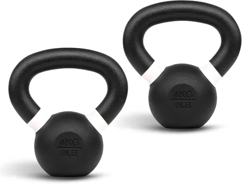 Vista 8 de Yes4All Powder Coated Kettlebell, Cast Iron Core Kettlebells with Non-Slip Handle & Flat Bottom for Conditioning, Heavy Duty for Strength Training