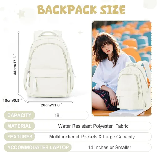 Vista 2 de winspansy Mochila pequeña para niños y niñas escolares, A1-beige., Mediana, Medium
