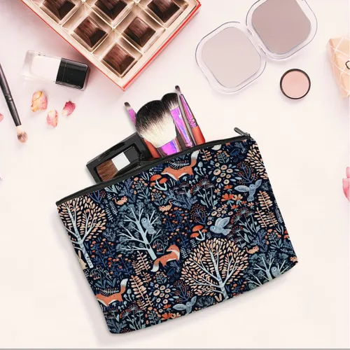 Vista 4 de jeilink Linda bolsa de maquillaje divertida con diseño floral de animales para amantes, mujeres, niñas, hijas, enfermeras, compañeras de trabajo
