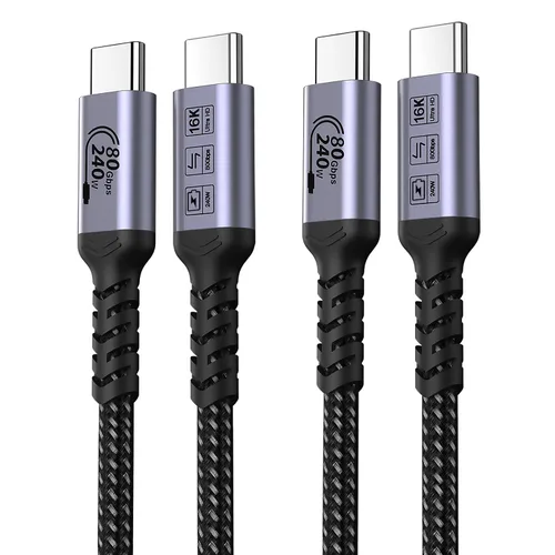 Vista 11 de Paquete de 2 cables USB 4 de 1 pie, cable USB C a USB C de 240 W, transferencia de datos de alta velocidad de 40 Gbps y salida de video de pantalla