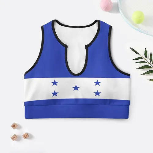 Vista 4 de Camiseta sin mangas con la bandera de Honduras para mujer, camiseta sin mangas deportiva para entrenamiento, yoga, talla S