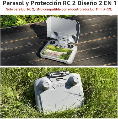 Vista 2 de FPVtosky Parasol 2 en 1 Lito X1/Mini 5/4 Pro RC 2 y cubierta protectora RC2, protector de pantalla para DJI Avata 360 /Air 3S/Mini5/4 Pro RC2