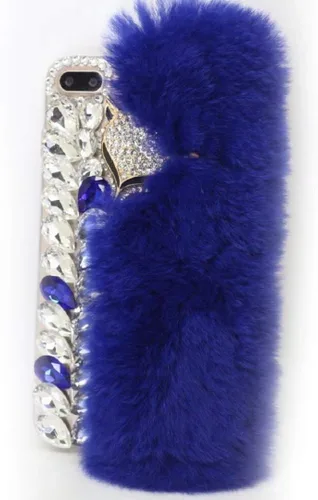 Vista 9 de Funda para Moto G Pure, funda 3D hecha a mano de lujo con cabeza de zorro esponjosa, piel de conejo con purpurina de diamante para Motorola Moto G