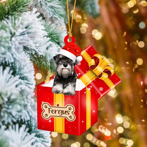 Vista 69 de Adorno de Navidad personalizado de Akita Inu, nombre personalizado Akita Inu para árbol de Navidad, en caja de regalo roja