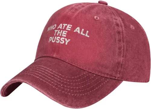 Vista 2 de Gorra de béisbol con diseño de Who Ate All The Pussy Hat para hombre, Rojo