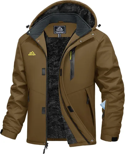 Vista 10 de MAGCOMSEN Chaqueta de invierno para hombre, chaqueta impermeable de esquí, nieve, abrigo de snowboard cálido con múltiples bolsillos