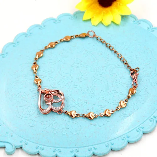 Vista 8 de Pulsera de cadena de corazón personalizada con texto en inglés "I Love You in 100 Language", regalos para mamá, esposa, novia