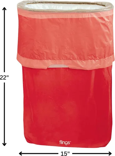 Vista 2 de Amscan Apple Red Flings - Cubo de basura emergente, 22 x 15 x 10/13 galones