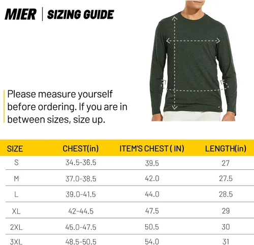 Vista 7 de MIER X-Sofort - Camisetas de manga larga para hombre, ligeras, súper suaves, atléticas, cuello redondo, para correr, descansar, entrenamiento casual