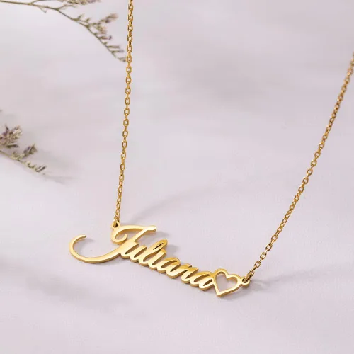 Vista 2 de TinyName - Collar con placa de nombre personalizable, bañado en oro de 18 quilates, regalo para mujer