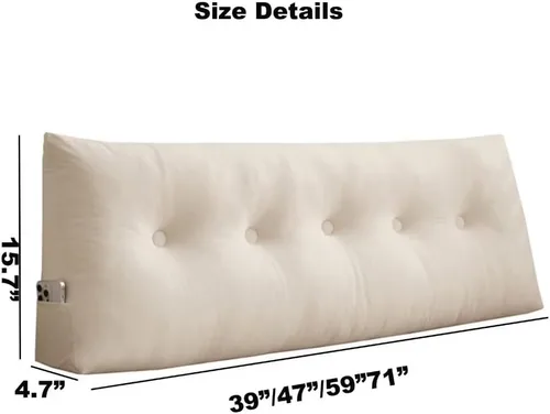 Vista 2 de Almohada triangular grande para cabecero de cama individual XL, almohada de cuña para cabecero de cama, color verde aguamarina, 39 x 4.7 x 15.7