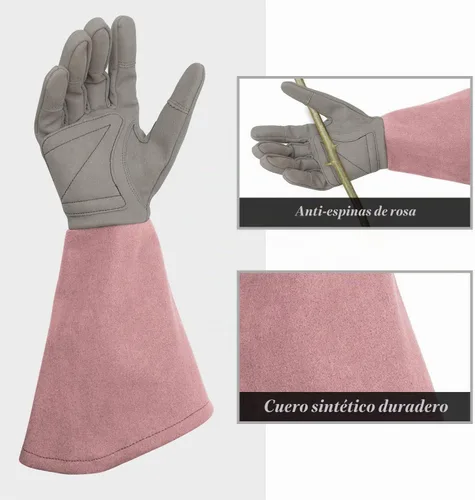 Vista 3 de Rose Pruning Gloves with Forearm Protection, Thorn Resistant Rosa (Blushpink)