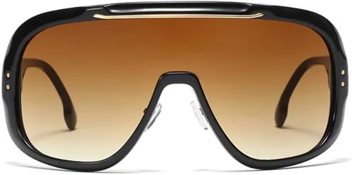 Vista 2 de Freckles Mark Gafas de sol de gran tamaño con protección envolvente siamesa unisex vintage de los años 80 futuristas Cyberpunk para ciclismo