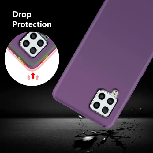 Vista 6 de Funda diseñada para Galaxy A42 5G, silicona líquida de goma a prueba de golpes, forro de tela de microfibra suave, compatible con Galaxy A42 5G