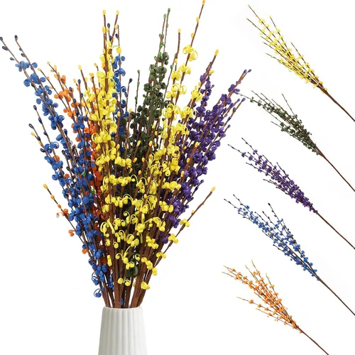 Vista 9 de Wootkey 10 piezas de flores artificiales de jazmín de tallo largo, color naranja quemado, jazmín otoñal, tallos florales de otoño para ramos
