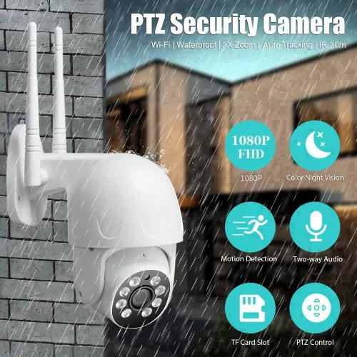 Vista 3 de Cámara IP PTZ de seguridad inalámbrica 1080P HD, 2 GHz 5 GHz WiFi dual P2P Pan/Tilt detección de movimiento seguimiento automático, alerta de foco