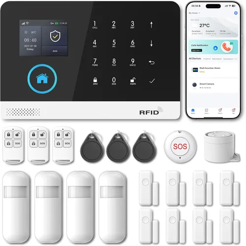 Vista 14 de Sistema de alarma PGST para seguridad del hogar, sistema de seguridad inteligente para el hogar, kit de 12 piezas