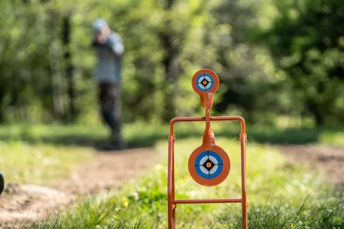 Vista 8 de Do All Outdoors Double Blast Spinner - Objetivo de disparo con objetivos giratorios de 3 y 4.5 pulgadas, clasificado para plomo de nariz suave