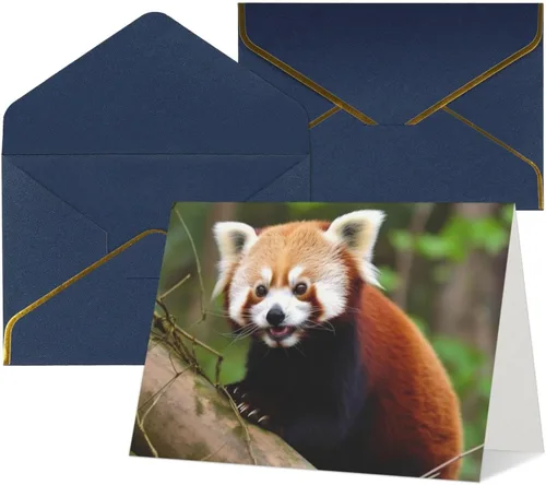 Vista 9 de Tarjetas de felicitación con sobres, tarjeta de felicitación con sobres, tarjeta de felicitación de Little Panda rojo en blanco para todas
