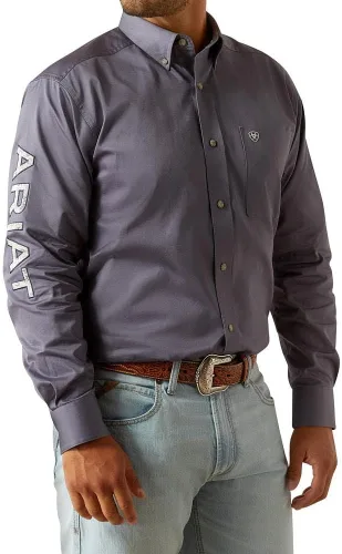 Vista 63 de Ariat Camisa de sarga con logotipo del equipo para hombre