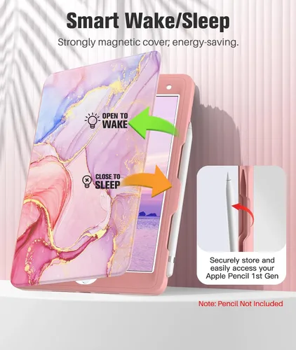 Vista 5 de MoKo Funda para iPad de 9ª generación con soporte para lápices, funda para iPad de 8ª/7ª generación de 10.2 pulgadas, protector de pantalla