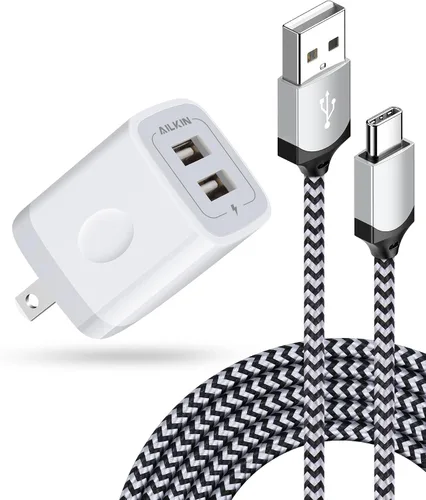 Vista 10 de AILKIN - Cargadores para iPhone con certificación MFI, cable Lightning trenzado de 6 pies de largo USB Wall Charger, Fast Charging Power Cord Plug