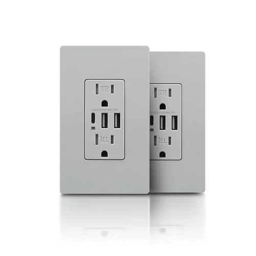 Vista 12 de TOPELER Toma de pared USB C negra, toma eléctrica de carga rápida de 30W 6.0Amp con 3 puertos USB (1*Tipo C y 2*Tipo A), receptáculo resistente a