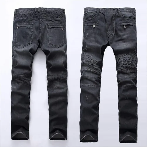 Vista 5 de Andongnywell Destroyed - Pantalones de mezclilla ajustados para hombre, estilo casual, largos, rasgados, con bolsillos