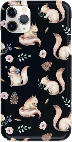 Vista 8 de Inspired Cases - Funda con textura 3D para iPhone Xs Max - Funda protectora de goma para Apple iPhone Xs Max - Patrón de acuarela de ardilla - Negro