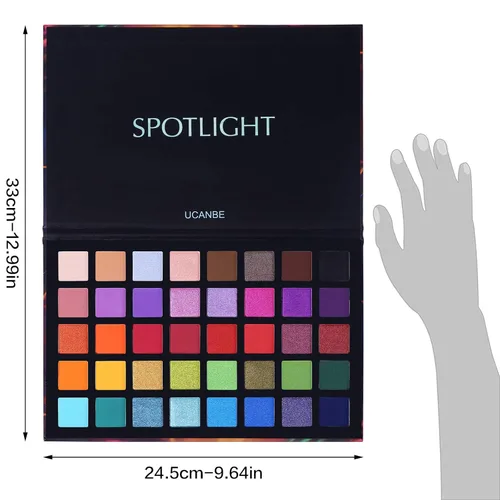 Vista 5 de UCANBE Spotlight Paleta de sombra de ojos profesional 40 colores sombra de ojos mate brillo paleta de maquillaje altamente pigmentado colorido polvo