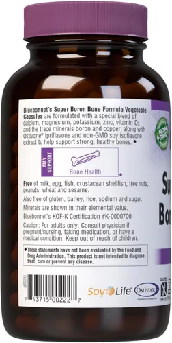 Vista 3 de BlueBonnet Super Boron Bone Formula Cápsulas vegetarianas, 240 unidades, color blanco (743715002227)