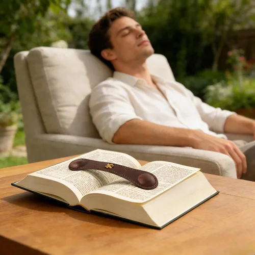 Vista 3 de Soporte para páginas de peso para libros, de cuero auténtico, para hombres y mujeres, marcadores ponderados para libros de cocina, regalo