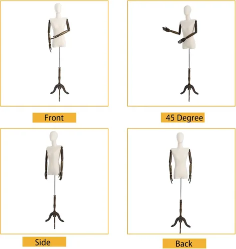 Vista 6 de Exhibición de la forma del vestido femenino Forma de vestido de torso de maniquí femenino Modelo de vestido de costura con brazos desmontables