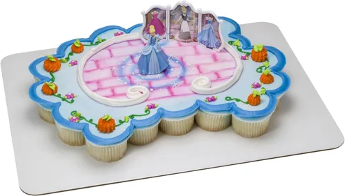 Vista 10 de DecorSet® Disney Princess Cenicienta Transforms Decoración para pastel, juego de 4 piezas para pastel de cumpleaños con figura y pegatinas de vestido