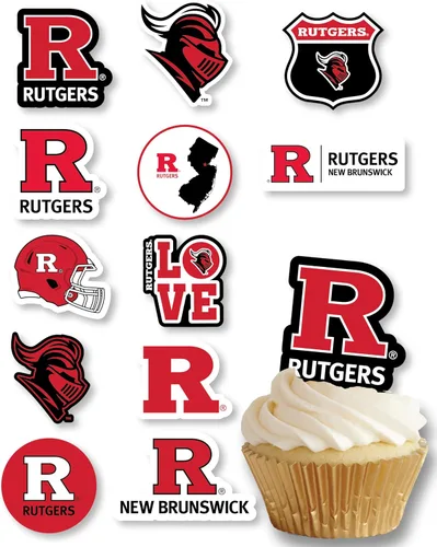 Vista 41 de Decoraciones para cupcakes de la Universidad de Alabama, suministros para fiestas de fútbol americano, cumpleaños, graduación (24 piezas)