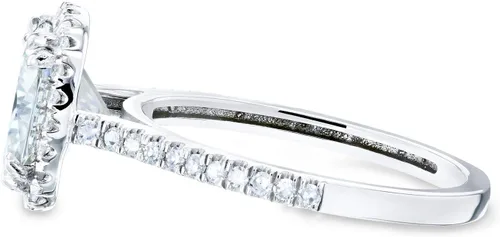 Vista 4 de Kobelli Cushion Moissanite Halo Anillo de compromiso 2 14 CTW Oro blanco de 14 k