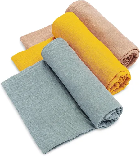 Vista 15 de Parker Mantas Envolventes para Bebé - Paquete de 3 Mantas Envolventes de Muselina 100% Algodón para Bebés Niñas - Conjunto Blossom Lightweight