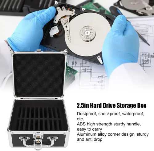 Vista 2 de Caja de almacenamiento de disco duro de 2.5 pulgadas, 20 bahías, caja de protección de disco duro de 2.5 pulgadas, funda de disco duro con mango