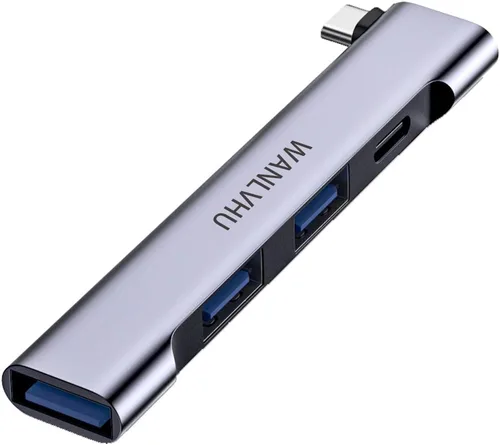 Vista 9 de Hub USB-C para portátil - Adaptador multipuerto ultradelgado con USB 3.0, expansor para MacBook Pro/Air, Surface Pro, teclado, unidad flash (4 en 1)
