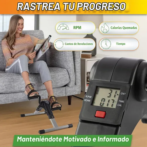 Vista 4 de Under Desk Exercise Bike Pedal Exerciser – Mini Stationary Cycle with Adjustable Resistance, Calorie Tracker & Foldable Design – Compact Pedal
