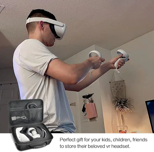 Vista 6 de Carrying Case Compatible with Oculus Quest 2 for Meta Advanced All-in-One Virtual Reality Headset Touch Controllers Elite Strap VR2 Accessories with