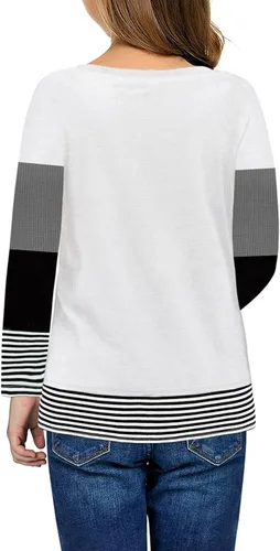 Vista 2 de Dokotoo Sudaderas de cuello redondo con bloques de color para niñas, sudadera de manga larga, sudadera casual suelta