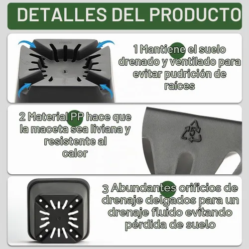 Vista 4 de 60 piezas de macetas de vivero de 6,9 cm, macetas de plástico para inicio de semillas con agujeros de drenaje, macetas de plántulas resistentes