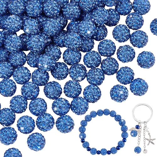 Vista 24 de PH PandaHall - 240 piezas de cuentas de strass en 24 colores, cuentas de cristal de 10 mm, cuentas de bola de discoteca con strass, cuentas